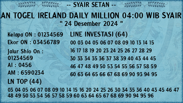 Prediksi Ireland Daily Million 04:00 WIB