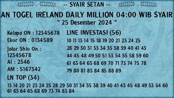 Prediksi Ireland Daily Million 04:00 WIB