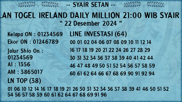 Prediksi Ireland Daily Million 21:00 WIB