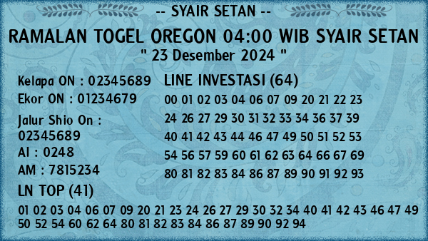 Prediksi Oregon 04:00 WIB