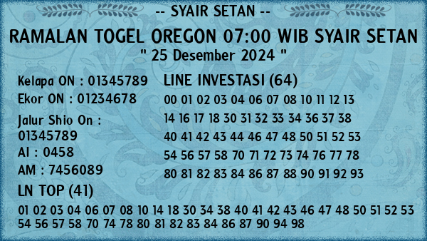 Prediksi Oregon 07:00 WIB