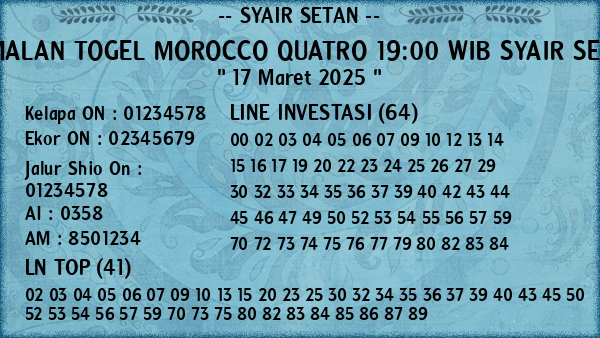 Prediksi Morocco Quatro 19:00 WIB