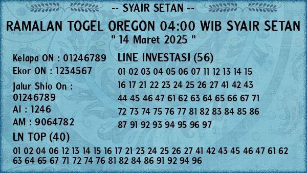 Prediksi Oregon 04:00 WIB