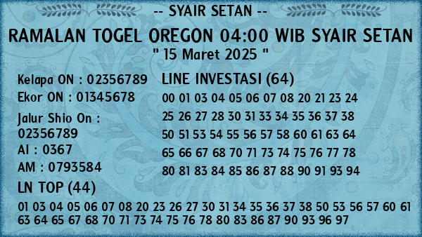 Prediksi Oregon 04:00 WIB