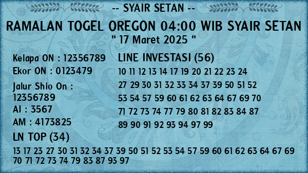 Prediksi Oregon 04:00 WIB