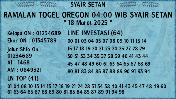 Prediksi Oregon 04:00 WIB