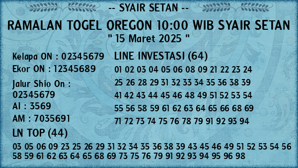 Prediksi Oregon 10:00 WIB