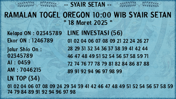 Prediksi Oregon 10:00 WIB