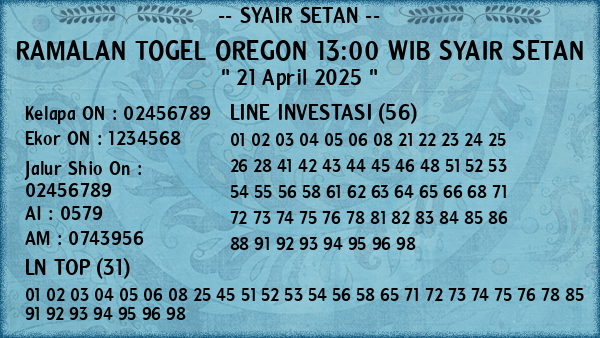 Prediksi Oregon 13:00 WIB