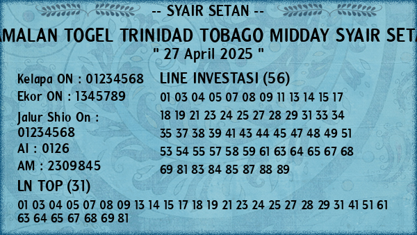 Prediksi Trinidad Tobago Midday