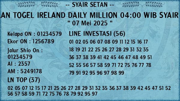 Prediksi Ireland Daily Million 04:00 WIB