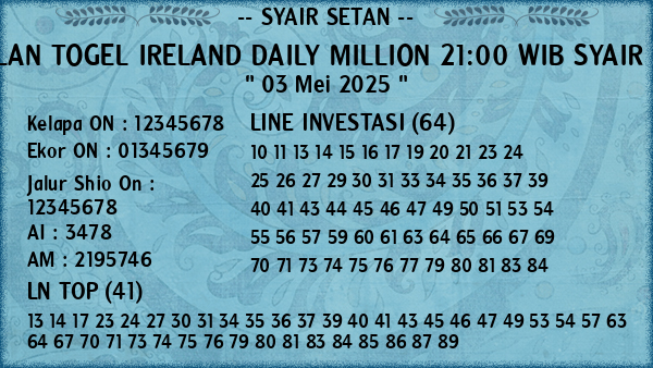 Prediksi Ireland Daily Million 21:00 WIB