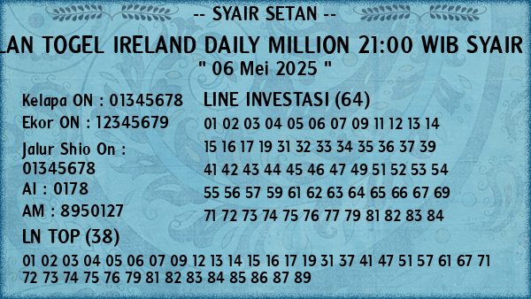 Prediksi Ireland Daily Million 21:00 WIB