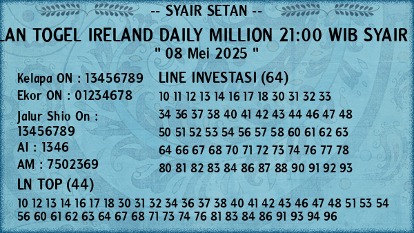 Prediksi Ireland Daily Million 21:00 WIB