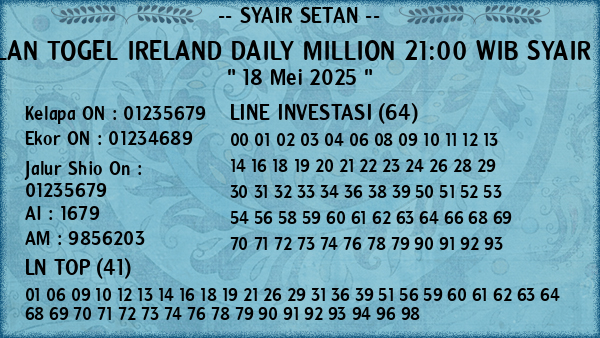 Prediksi Ireland Daily Million 21:00 WIB