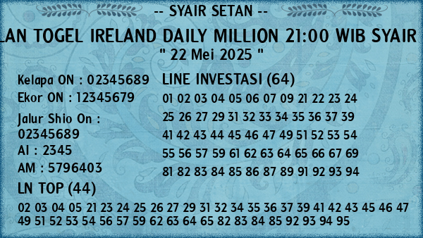Prediksi Ireland Daily Million 21:00 WIB