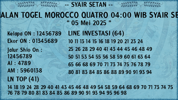 Prediksi Morocco Quatro 04:00 WIB
