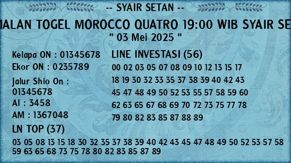 Prediksi Morocco Quatro 19:00 WIB