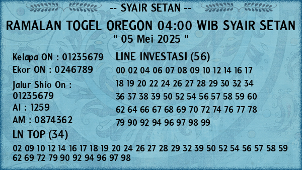 Prediksi Oregon 04:00 WIB