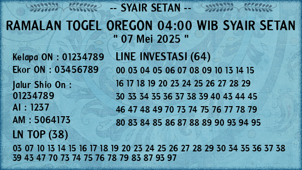Prediksi Oregon 04:00 WIB