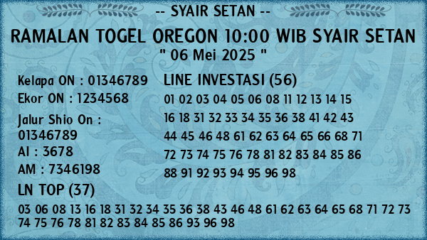 Prediksi Oregon 10:00 WIB