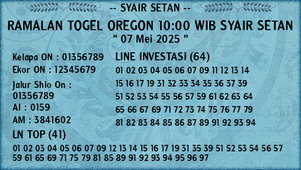 Prediksi Oregon 10:00 WIB