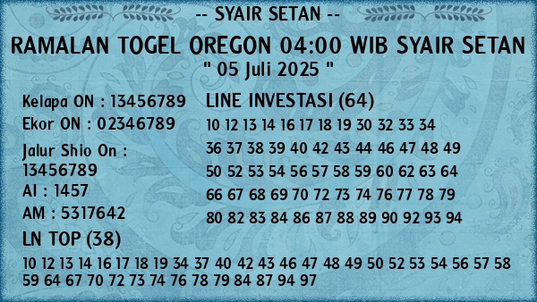 Prediksi Oregon 04:00 WIB