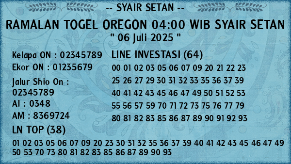 Prediksi Oregon 04:00 WIB