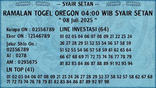 Prediksi Oregon 04:00 WIB