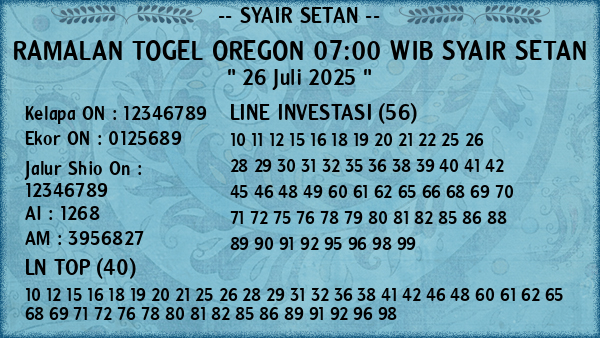 Prediksi Oregon 07:00 WIB