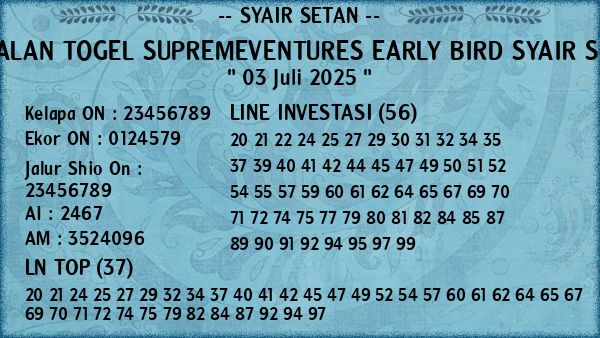 Prediksi Supremeventures Early Bird