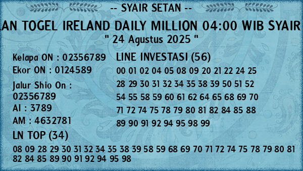 Prediksi Ireland Daily Million 04:00 WIB