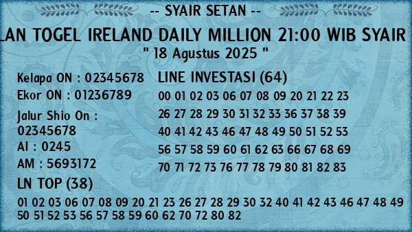 Prediksi Ireland Daily Million 21:00 WIB