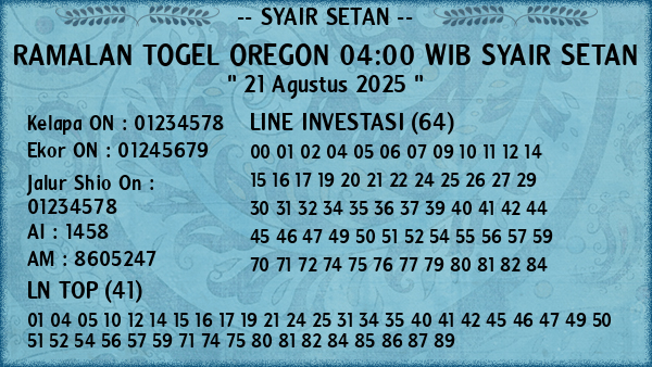 Prediksi Oregon 04:00 WIB