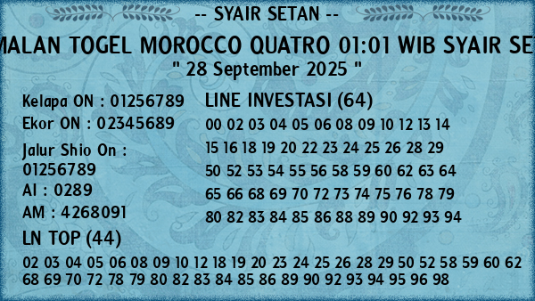 Prediksi Morocco Quatro 01:01 WIB