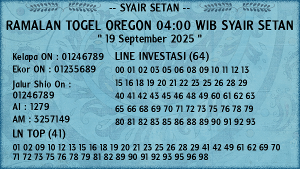 Prediksi Oregon 04:00 WIB