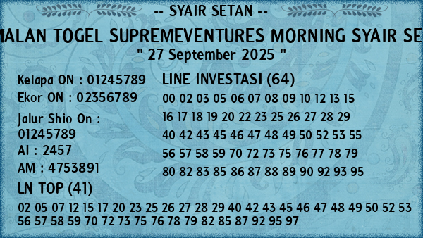 Prediksi Supremeventures Morning