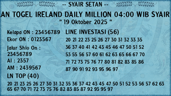 Prediksi Ireland Daily Million 04:00 WIB