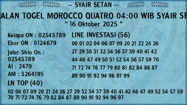 Prediksi Morocco Quatro 04:00 WIB