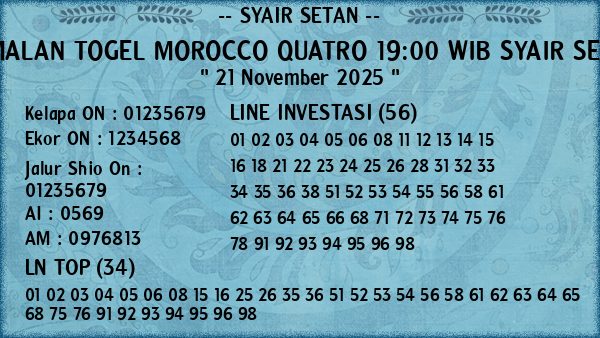 Prediksi Morocco Quatro 19:00 WIB