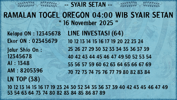 Prediksi Oregon 04:00 WIB