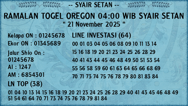 Prediksi Oregon 04:00 WIB