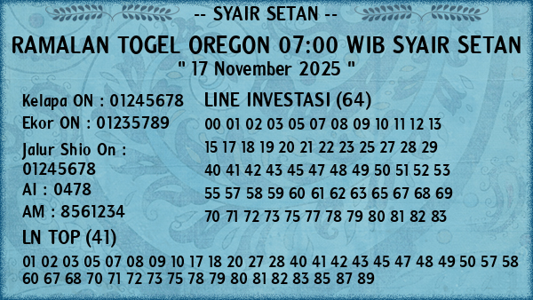 Prediksi Oregon 07:00 WIB