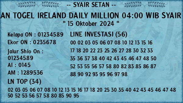 Prediksi Ireland Daily Million 04:00 WIB