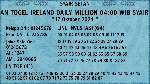 Prediksi Ireland Daily Million 04:00 WIB