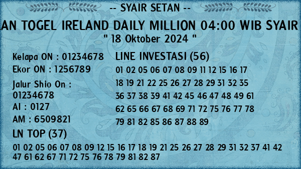 Prediksi Ireland Daily Million 04:00 WIB