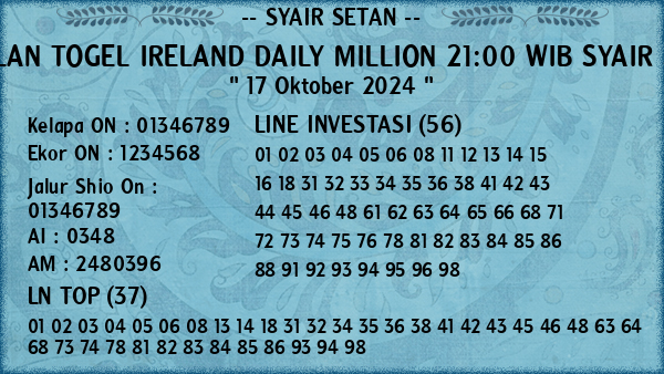 Prediksi Ireland Daily Million 21:00 WIB