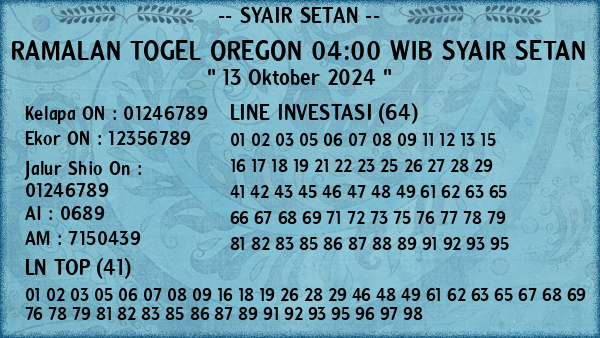 Prediksi Oregon 04:00 WIB