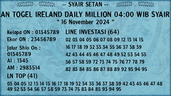 Prediksi Ireland Daily Million 04:00 WIB