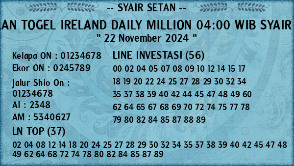 Prediksi Ireland Daily Million 04:00 WIB